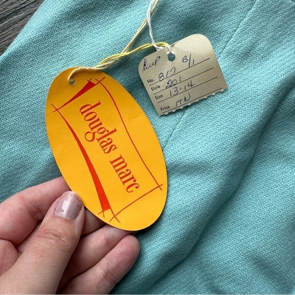 Vintage Deadstock Douglas Marc wool pencil skirt green midi made in USA teal - Picture 4 of 12